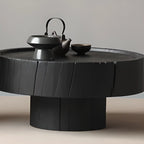 Modern Minimalist Wood Black Coffee Table with Tray Top
