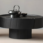 Modern Minimalist Wood Black Coffee Table with Tray Top