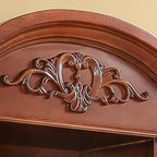 Brown Wood Countertop Dining Hutch Cabinet with Glass Doors