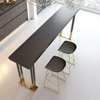 Luxury Black Metal Height Bar Table with Golden Legs for 8 People