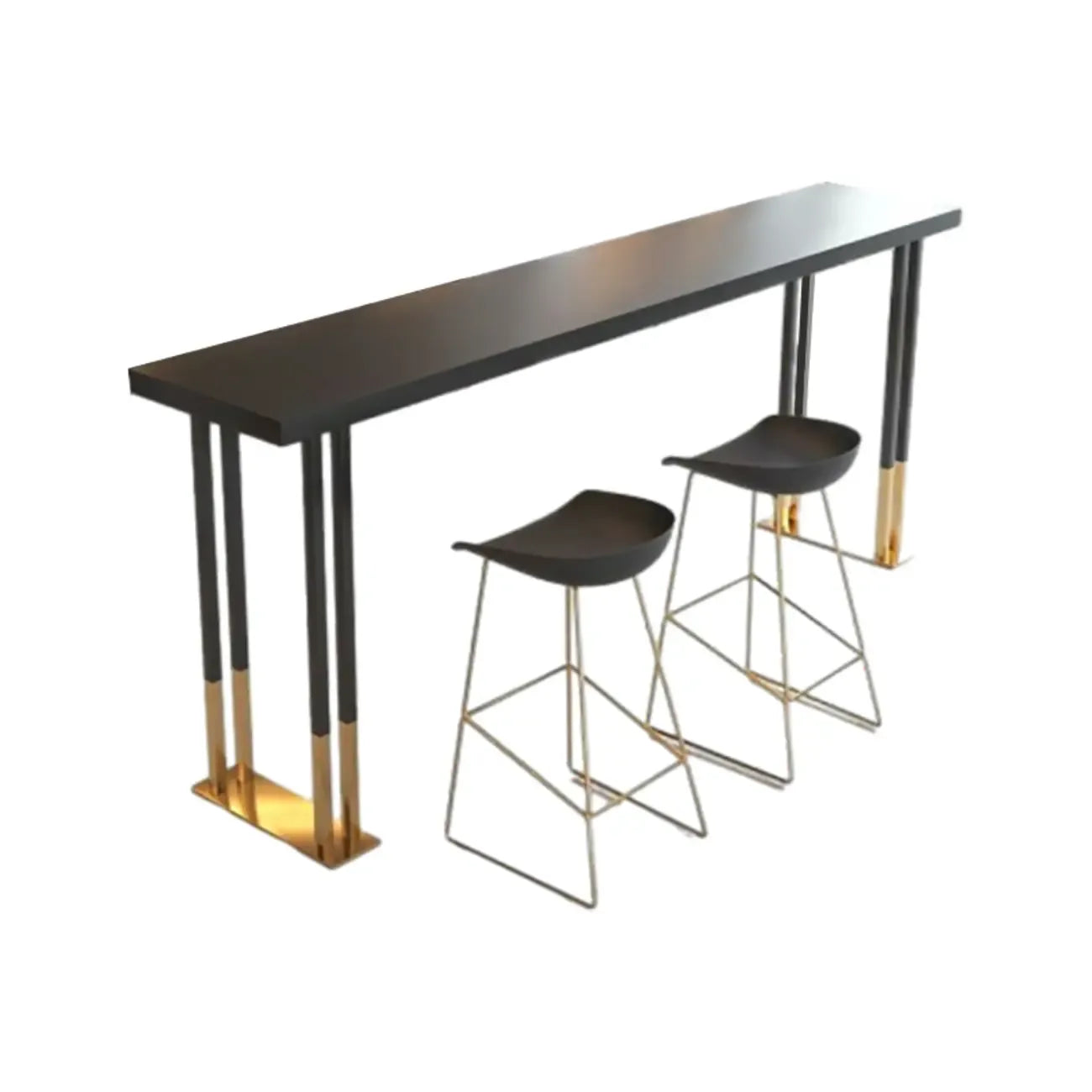 Luxury Black Metal Height Bar Table with Golden Legs for 8 People