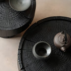Modern Minimalist Wood Black Coffee Table with Tray Top