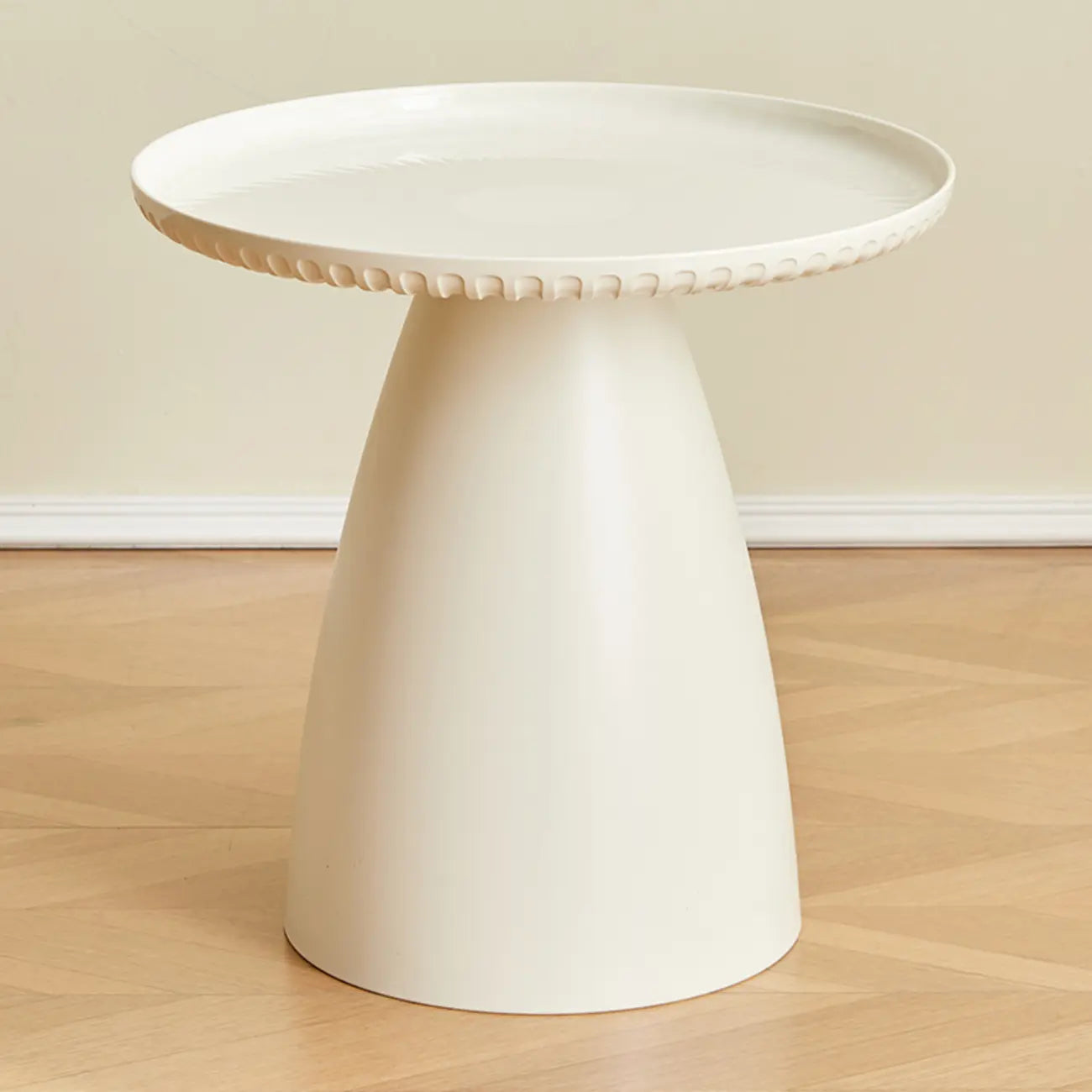 White Stylish Plastic Round End Table for Living Room