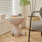 White Stylish Plastic Round End Table for Living Room