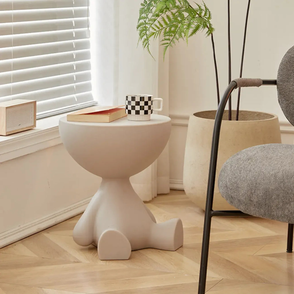 White Stylish Plastic Round End Table for Living Room