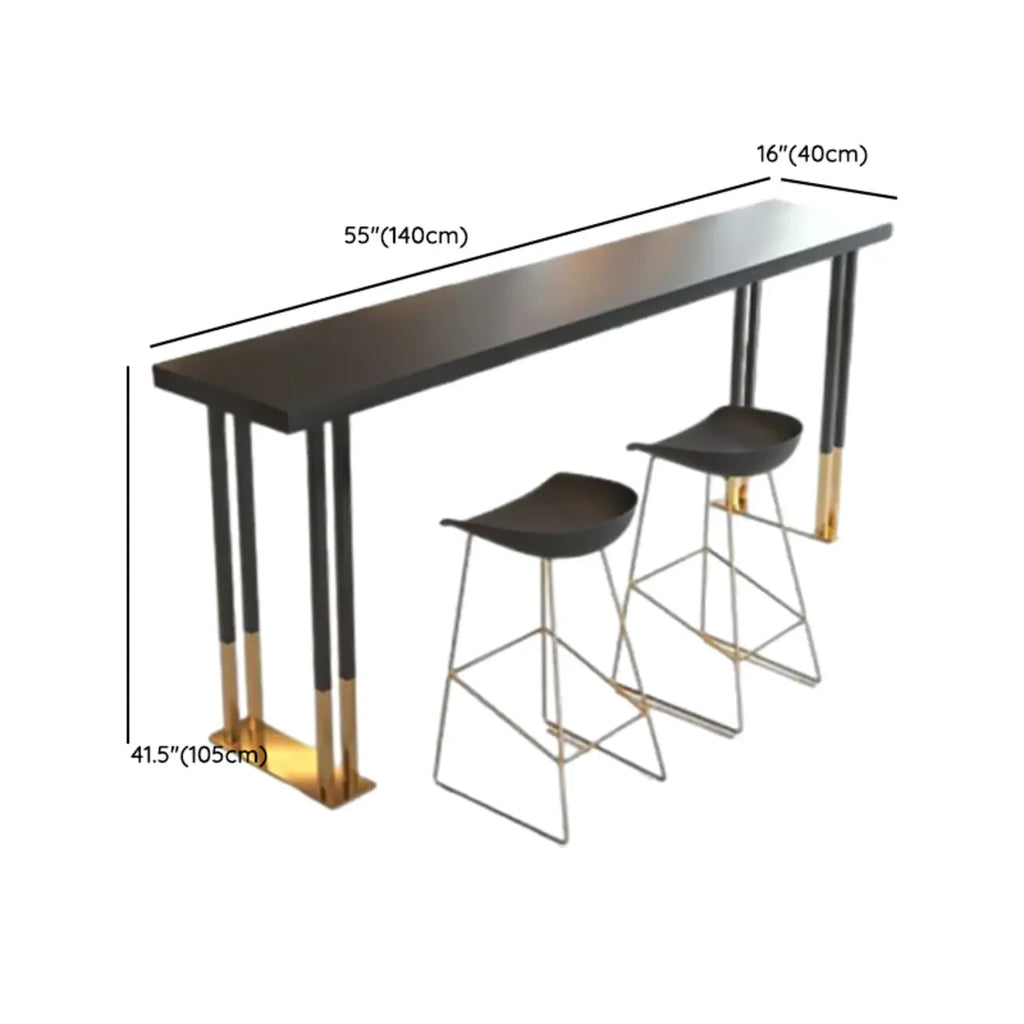 Luxury Black Metal Height Bar Table with Golden Legs for 8 People