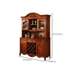 Brown Wood Countertop Dining Hutch Cabinet with Glass Doors