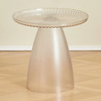 White Stylish Plastic Round End Table for Living Room