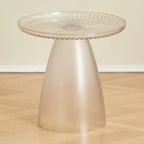 White Stylish Plastic Round End Table for Living Room