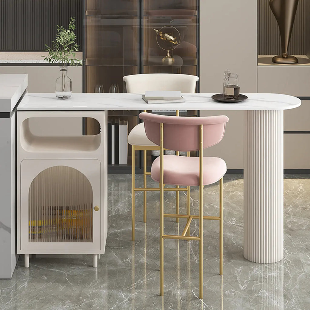 Modern White Bar Table for 2 with Double Pedestal for Living Room