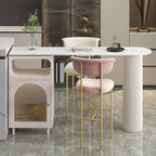Modern White Bar Table for 2 with Double Pedestal for Living Room