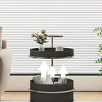 White Small Rolling Side Table with Storage for Living Room