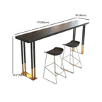 Luxury Black Metal Height Bar Table with Golden Legs for 8 People