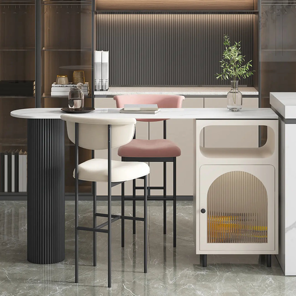 Modern White Bar Table for 2 with Double Pedestal for Living Room