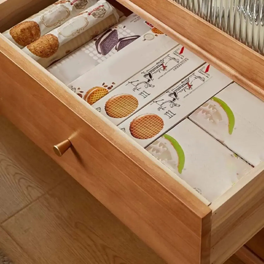 Adjustable Cherry Wood Floor Kitchen China Cabinet