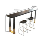 Luxury Black Metal Height Bar Table with Golden Legs for 8 People