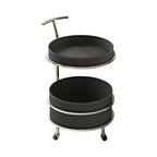 White Small Rolling Side Table with Storage for Living Room