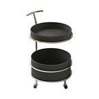 White Small Rolling Side Table with Storage for Living Room