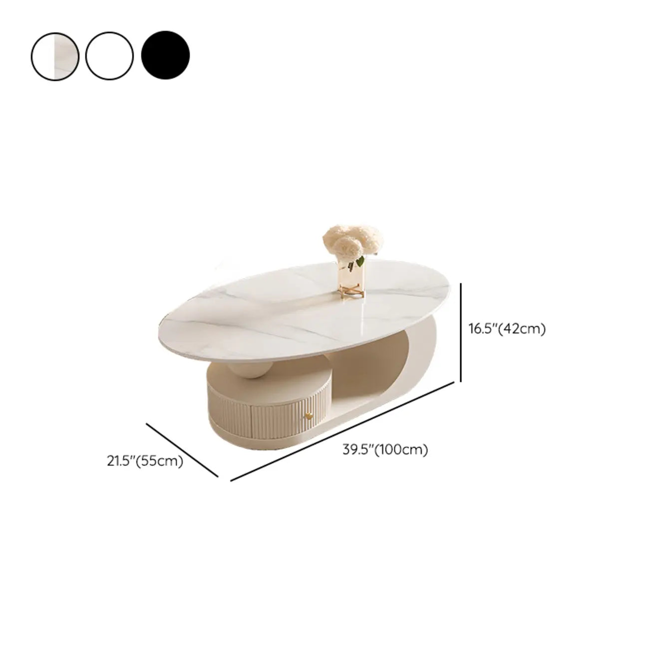 Modern White Stone Top Coffee Table with Scratch Resistant
