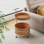 White Small Rolling Side Table with Storage for Living Room
