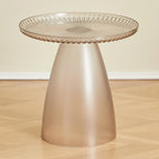 White Stylish Plastic Round End Table for Living Room