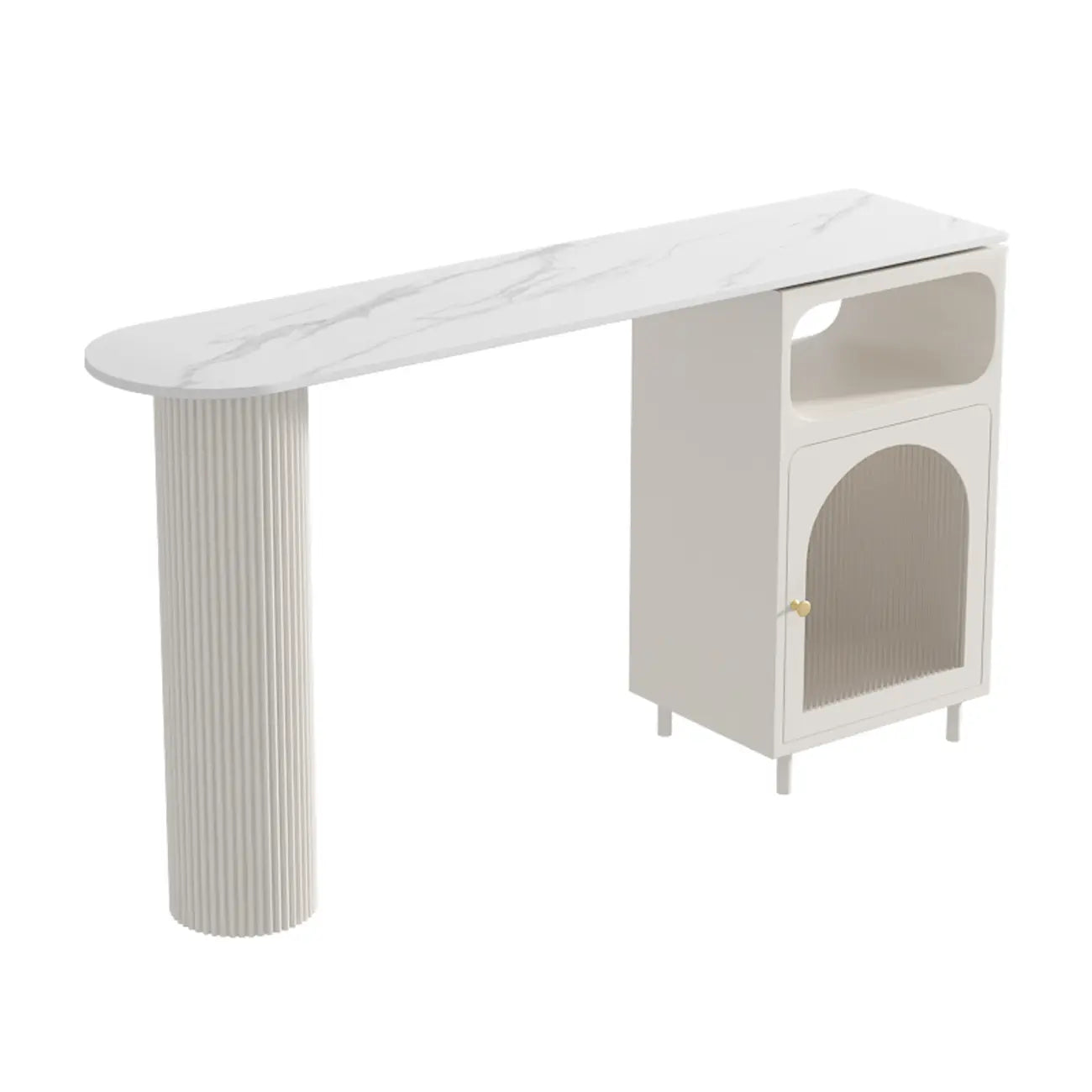 Modern White Bar Table for 2 with Double Pedestal for Living Room