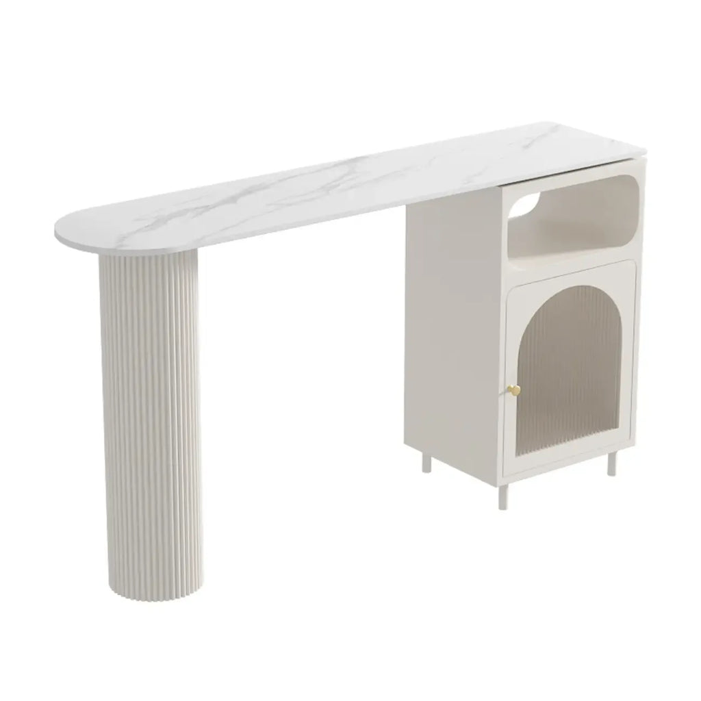 Modern White Bar Table for 2 with Double Pedestal for Living Room