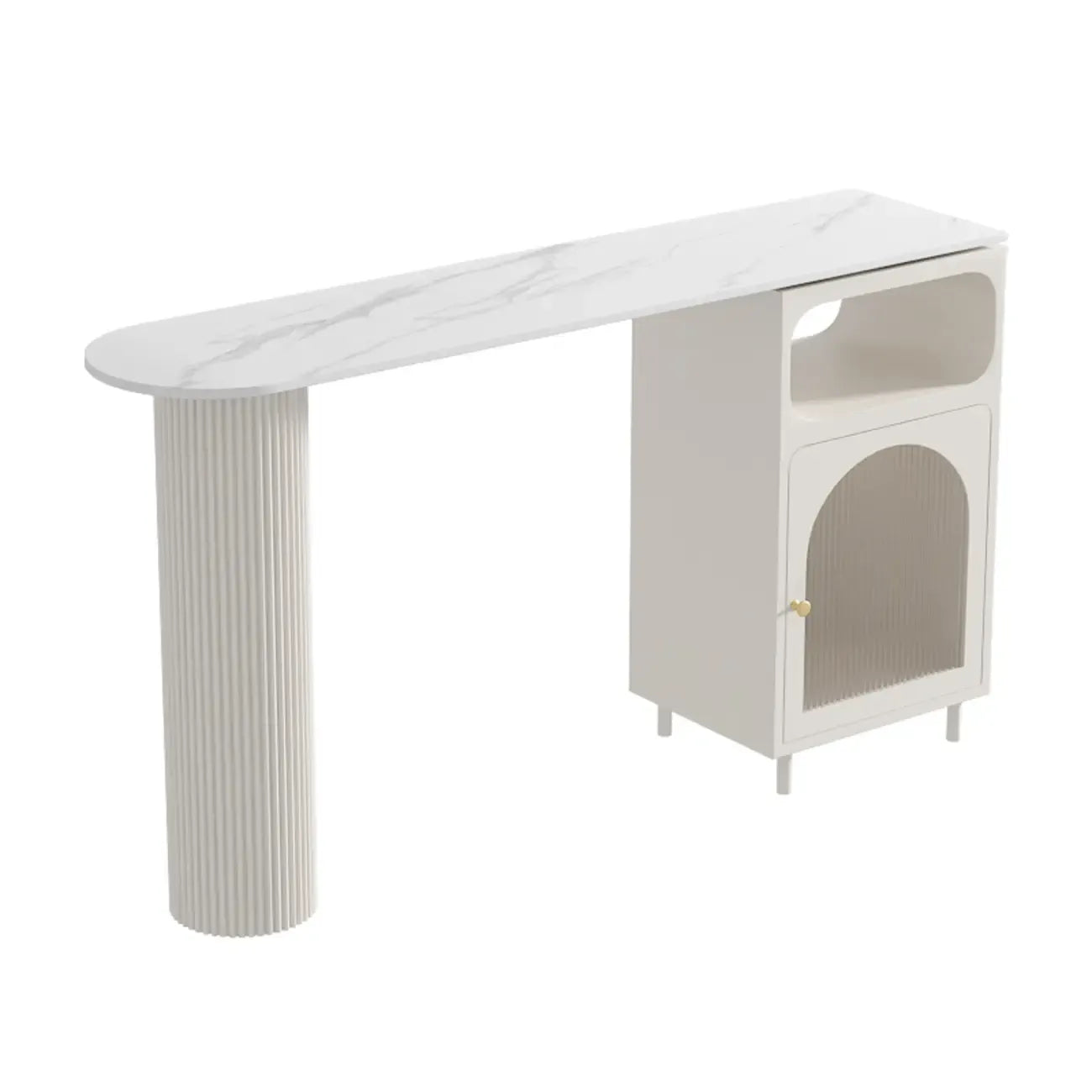 Modern White Bar Table for 2 with Double Pedestal for Living Room