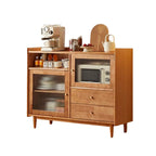 Adjustable Cherry Wood Floor Kitchen China Cabinet