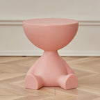 White Stylish Plastic Round End Table for Living Room