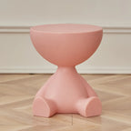 White Stylish Plastic Round End Table for Living Room