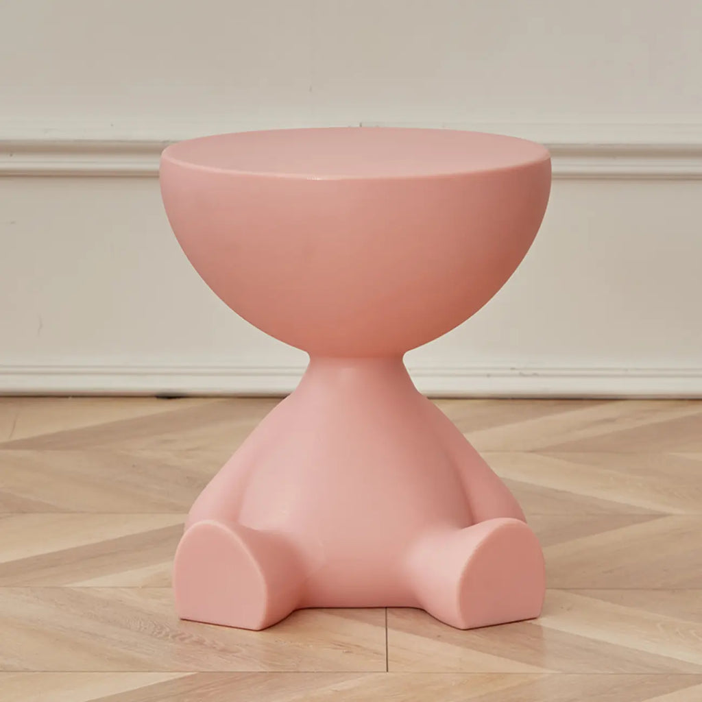 White Stylish Plastic Round End Table for Living Room