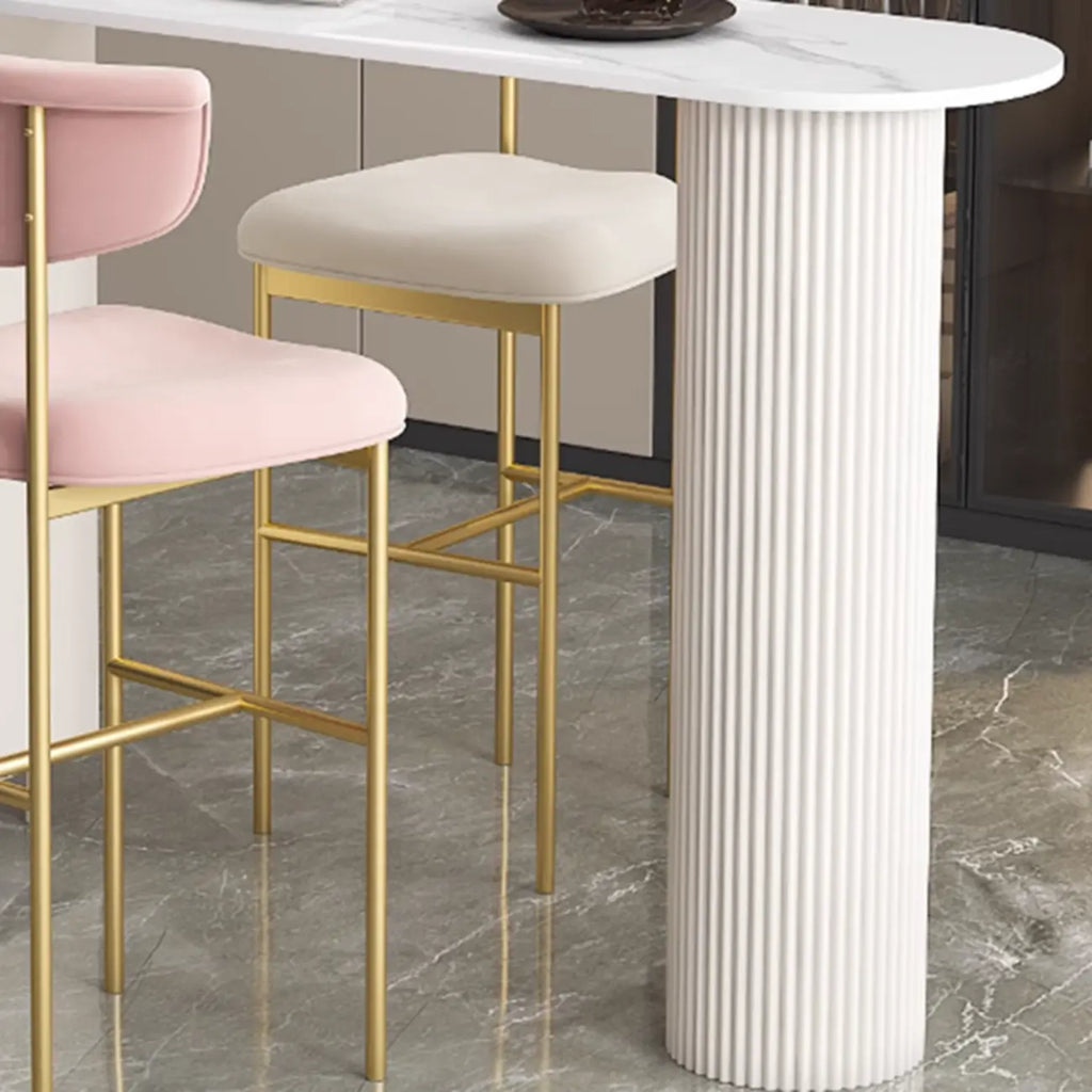 Modern White Bar Table for 2 with Double Pedestal for Living Room