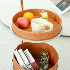 White Small Rolling Side Table with Storage for Living Room