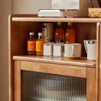 Adjustable Cherry Wood Floor Kitchen China Cabinet