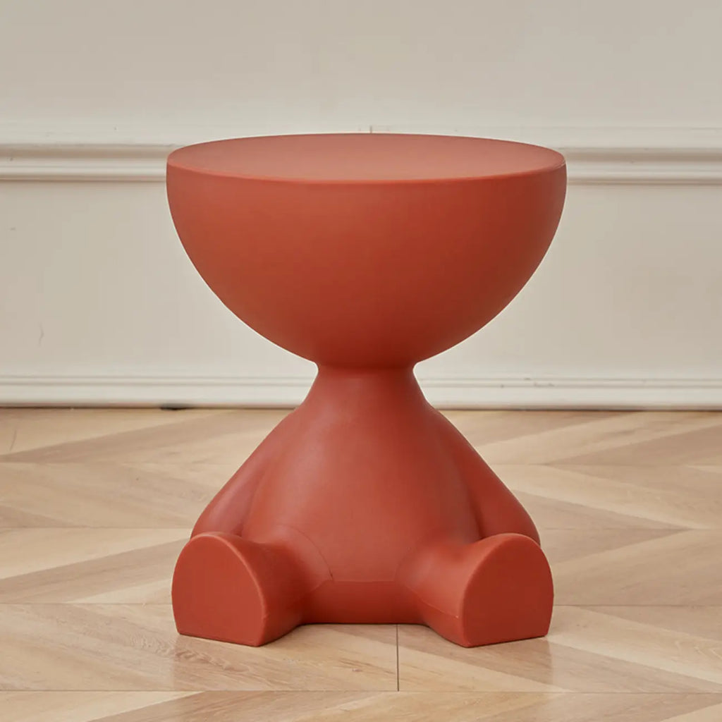 White Stylish Plastic Round End Table for Living Room