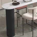 Modern White Bar Table for 2 with Double Pedestal for Living Room