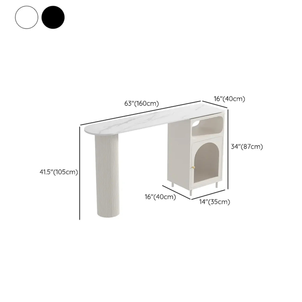 Modern White Bar Table for 2 with Double Pedestal for Living Room