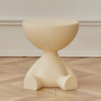 White Stylish Plastic Round End Table for Living Room