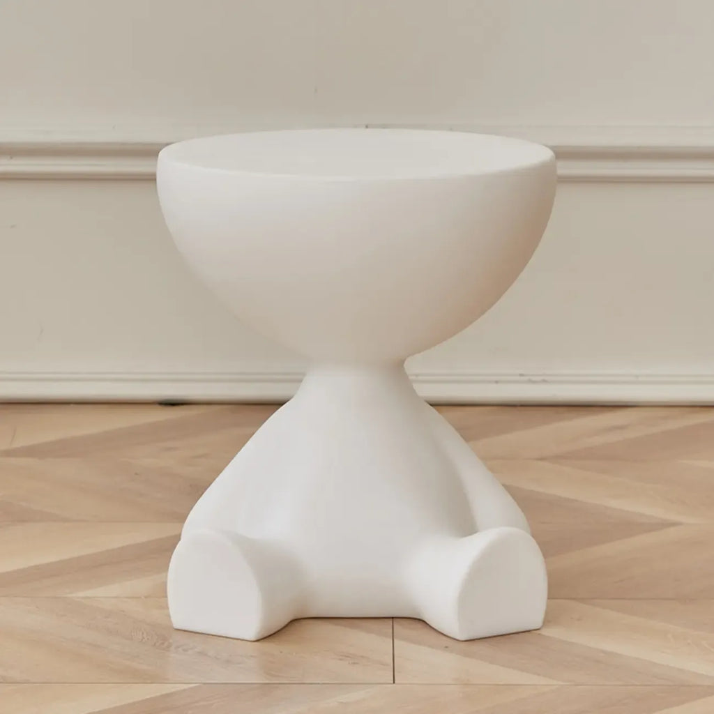White Stylish Plastic Round End Table for Living Room