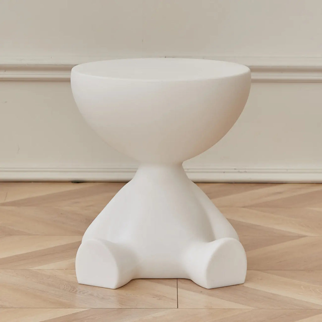 White Stylish Plastic Round End Table for Living Room