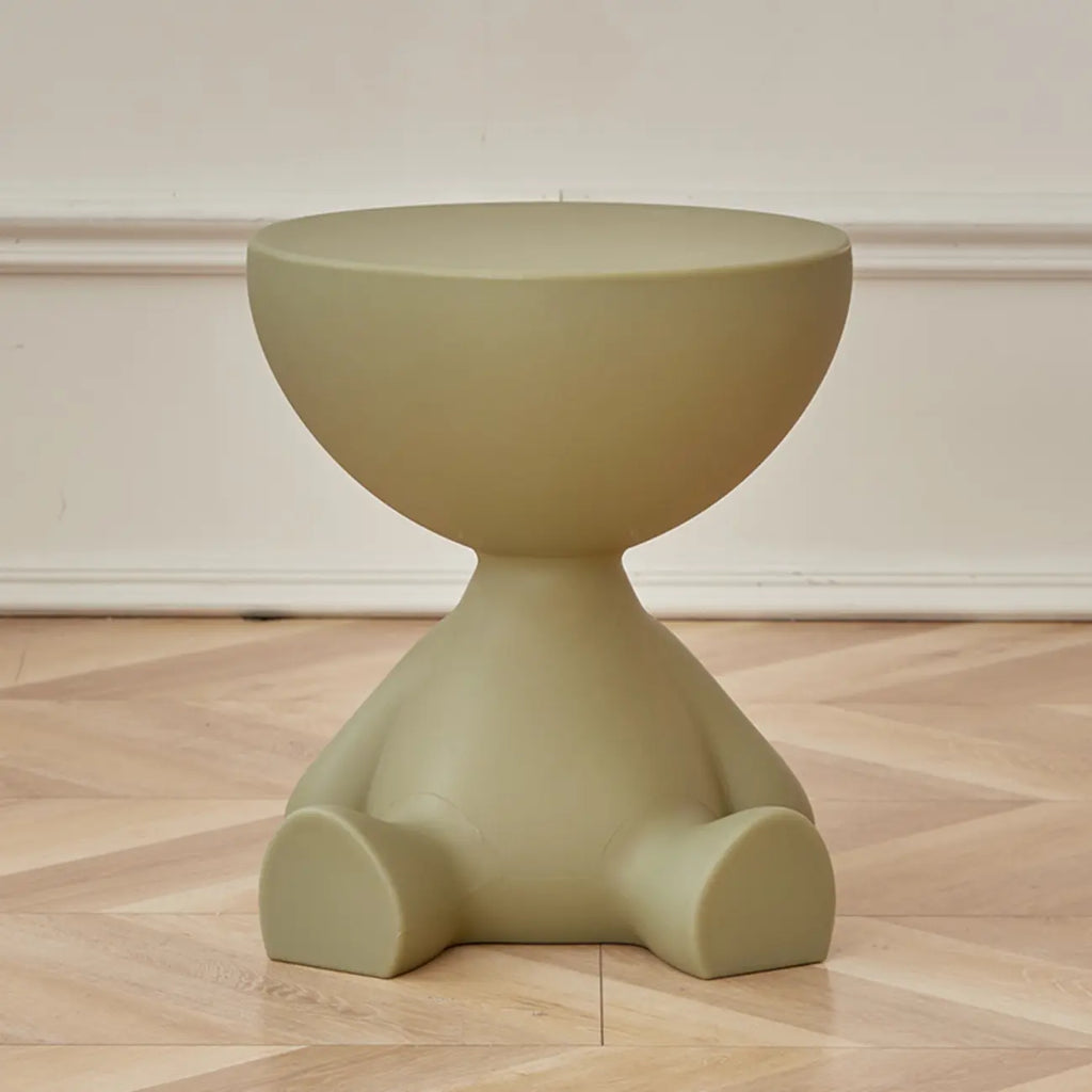 White Stylish Plastic Round End Table for Living Room