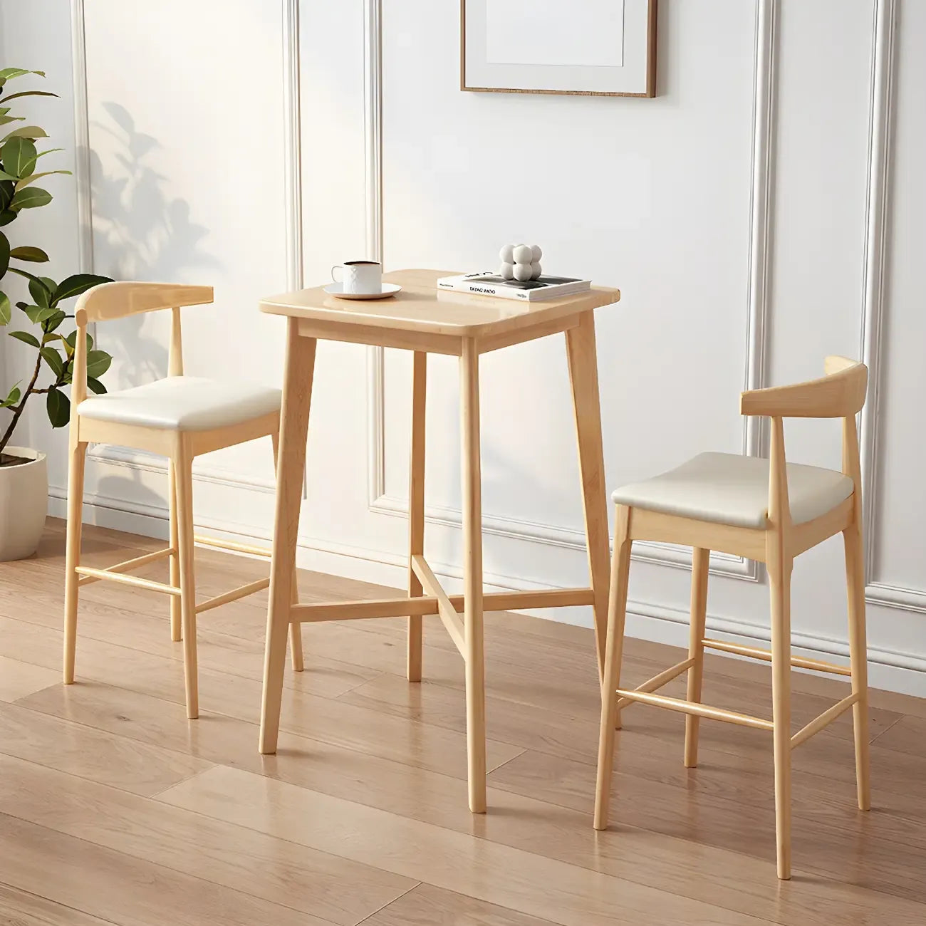 Modern Rubber Wood Square Bar Height Table