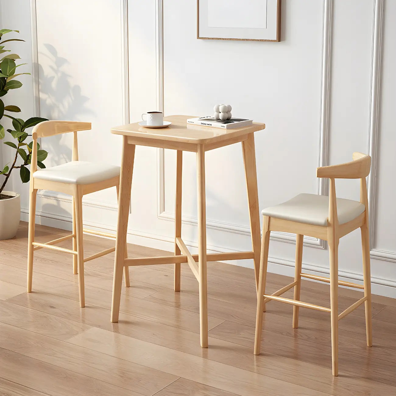 Modern Rubber Wood Square Bar Height Table