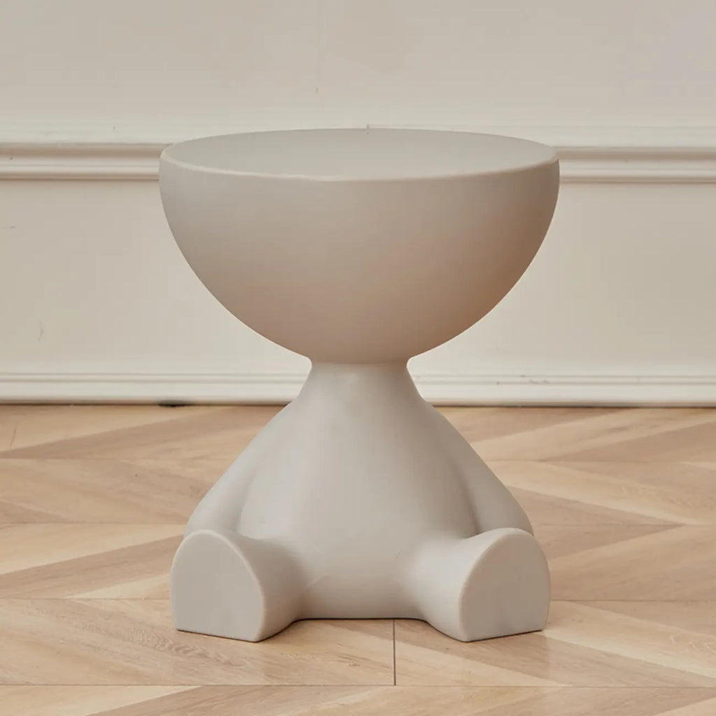 White Stylish Plastic Round End Table for Living Room