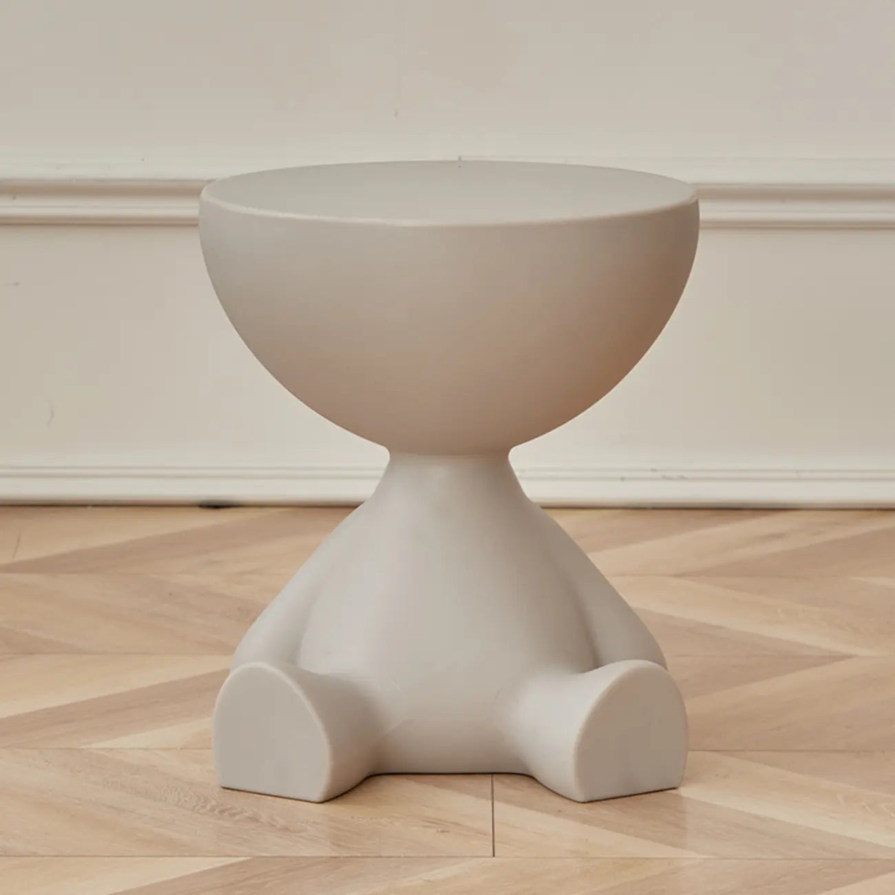 White Stylish Plastic Round End Table for Living Room