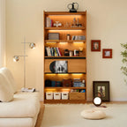 Adjustable Solid Wood Brown Display Cabinet with Light