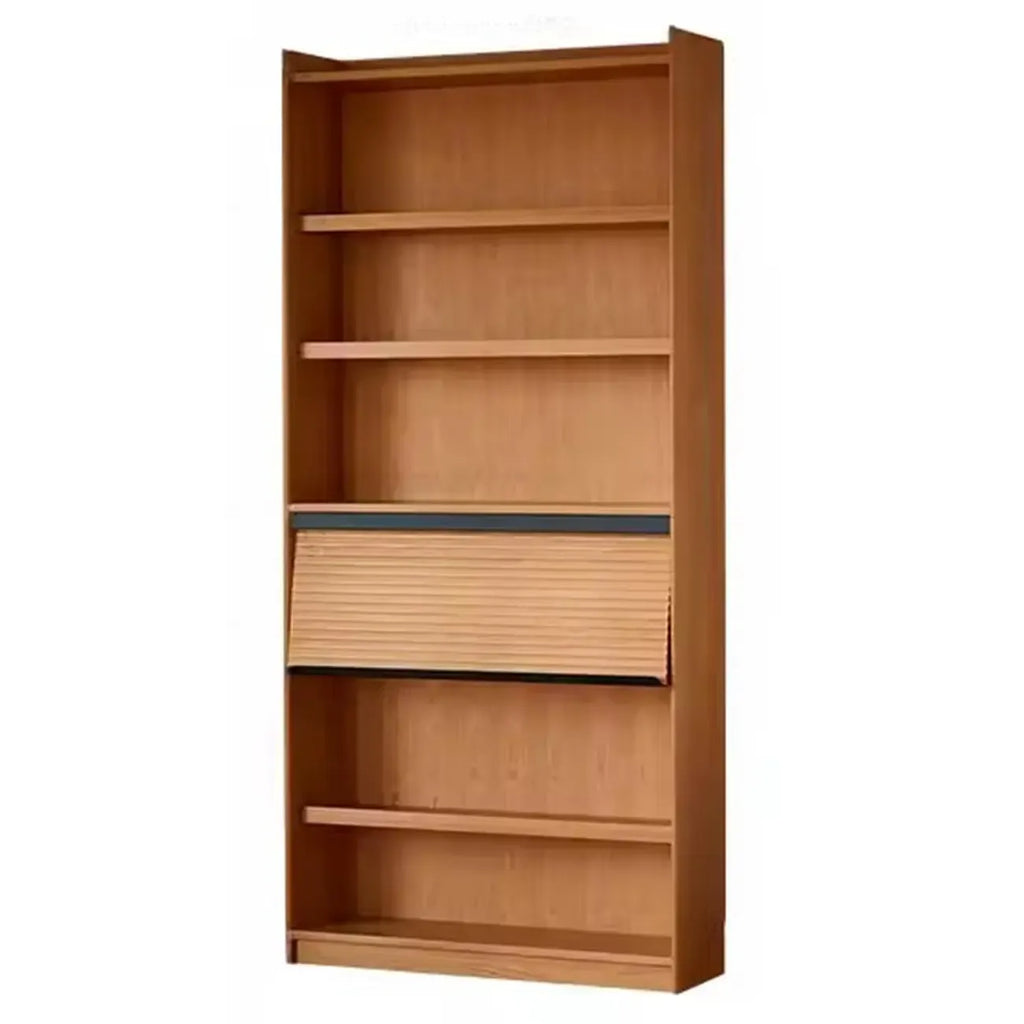 Adjustable Solid Wood Brown Display Cabinet with Light