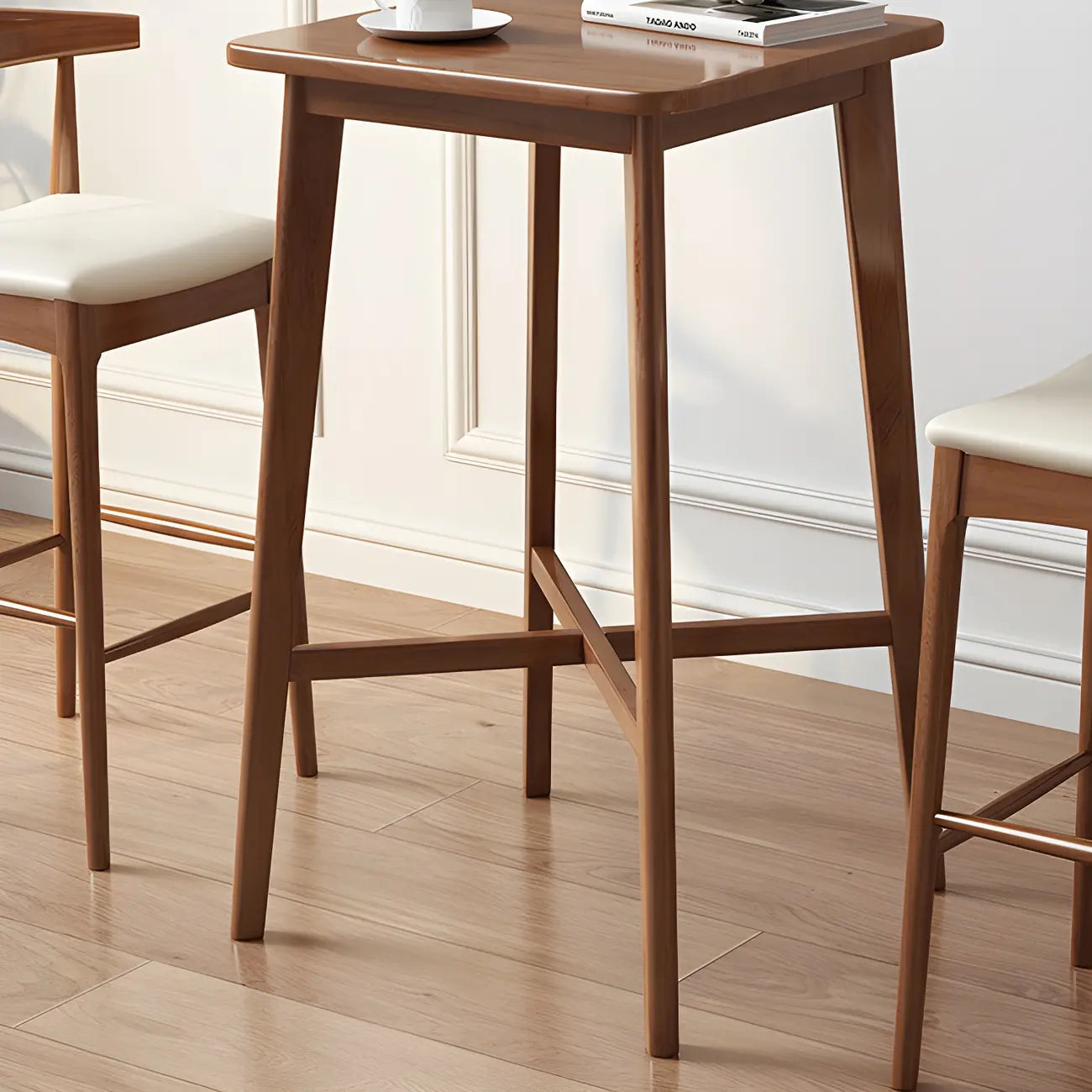 Modern Rubber Wood Square Bar Height Table