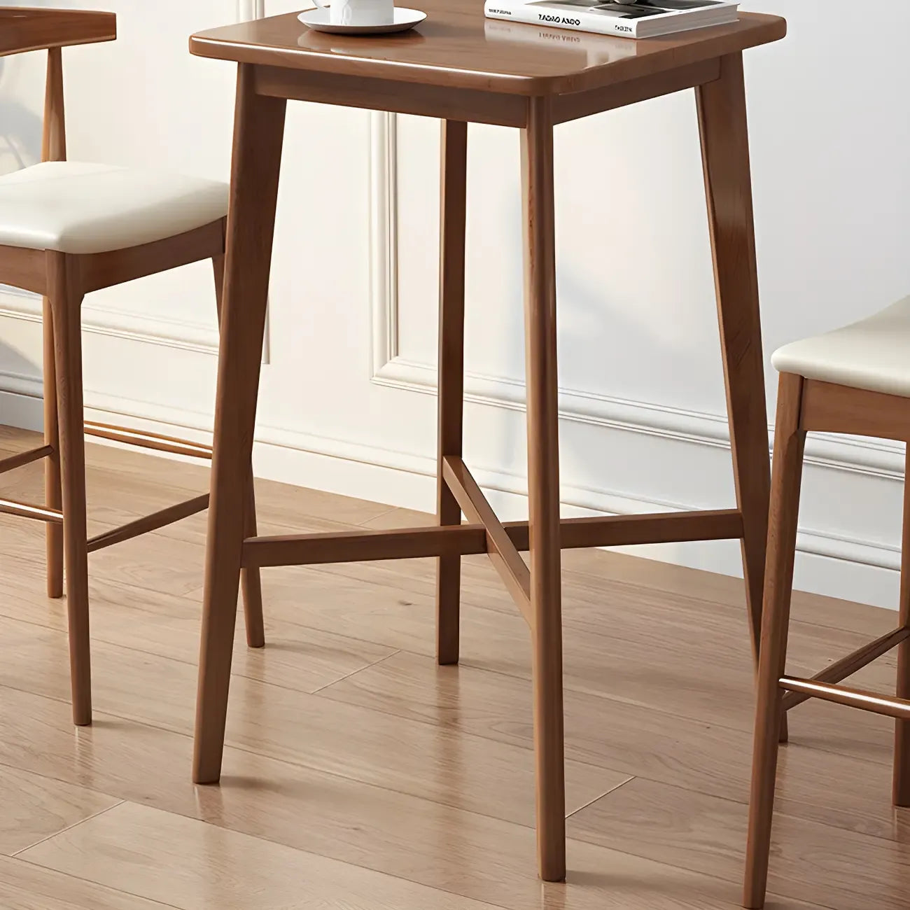 Modern Rubber Wood Square Bar Height Table